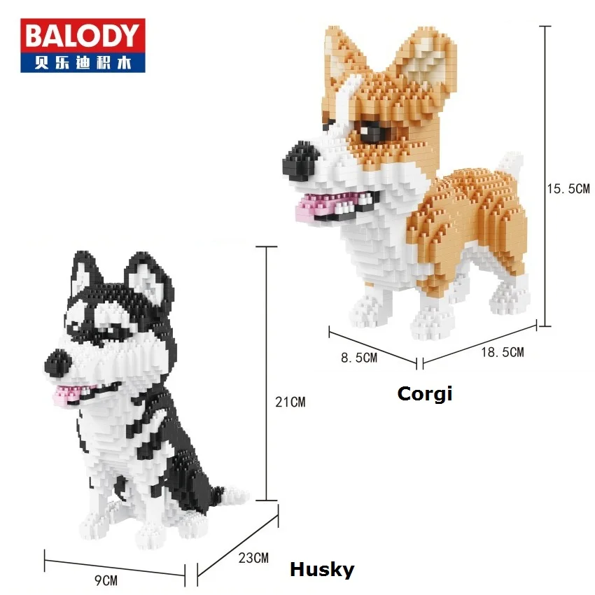 

Balody мини блоки Милая корги собака Пластиковая строительная игрушка животный Пудель модель игрушки для детей Хаски милые подарки 16043