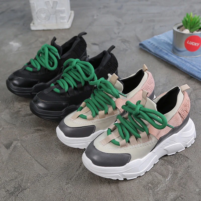 Кроссовки Bomlight женские на толстой подошве модная обувь платформе массивные кеды