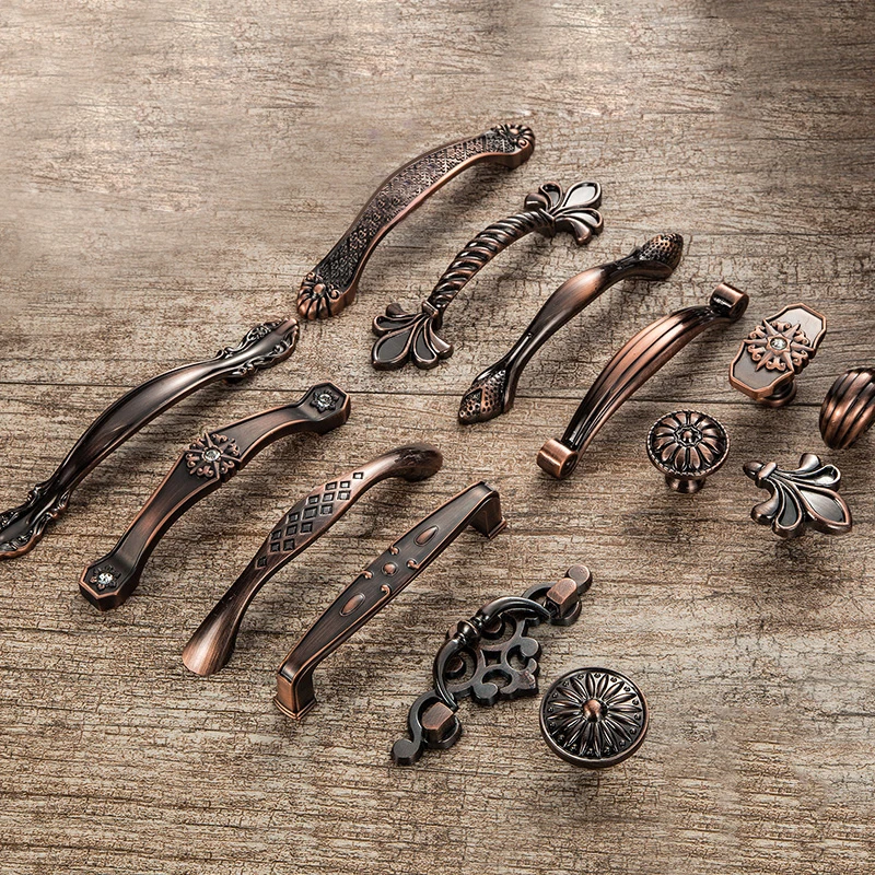 5 шт. Античная дверная ручка алмазные выдвижные ящики резные европейские ручки