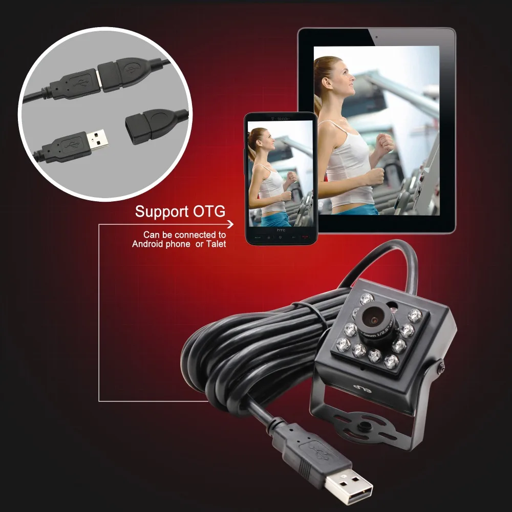 ELP 2MP sony IMX322 ИК ночного видения видеонаблюдения CCTV видео веб-камера otg UVC H.264 30fps мини USB камера 1080P