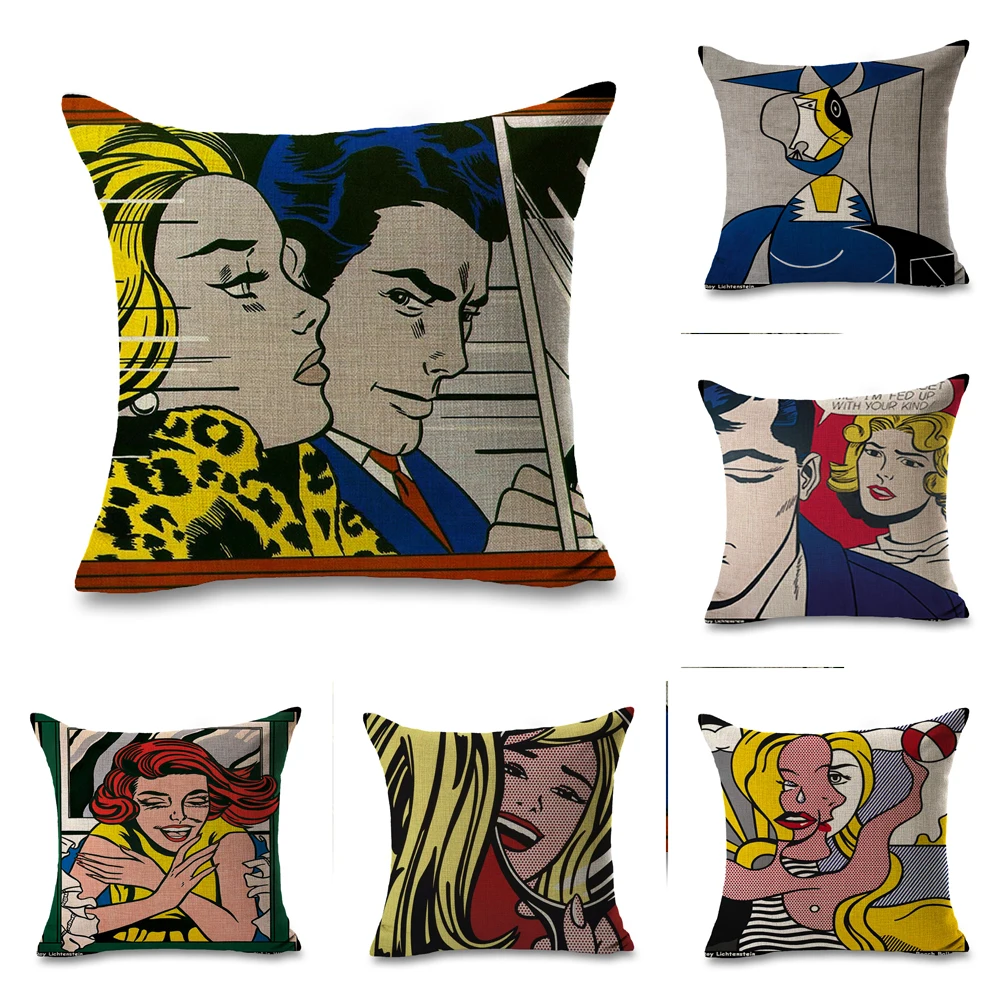Roy Lichtenstein Pop Art Comics подушка для девочек евро покрытие декоративный массажер декоративные подушки украшения для дома подарок
