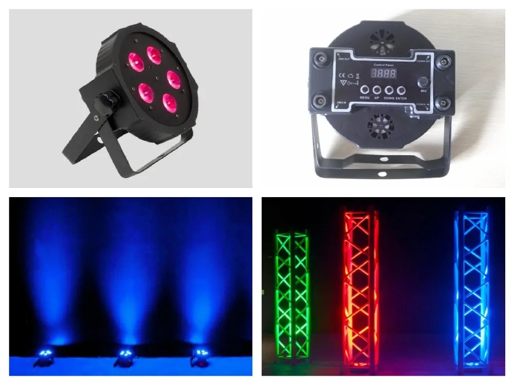 10 шт./лот ADJ LED Par Light 5x3 Вт RGB плоский 3в1 Вход IEC/Выход Тонкий par38 огни DMX Megar