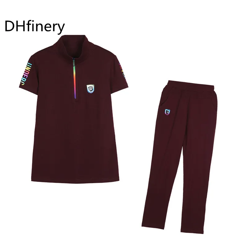 Женский костюм 2019 Новая мода лето короткий рукав футболка + брюки Повседневная