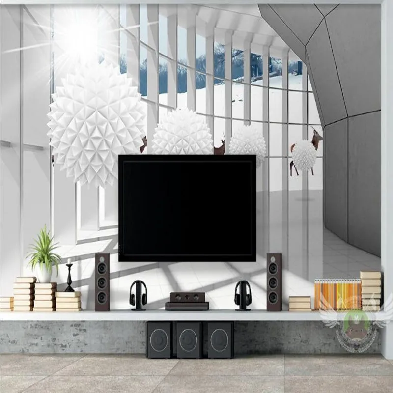 Пользовательские большие фрески 3d шар коридор архитектурное пространство