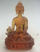 exquisite chinese old style yellow crystal glass liuli buddha statue