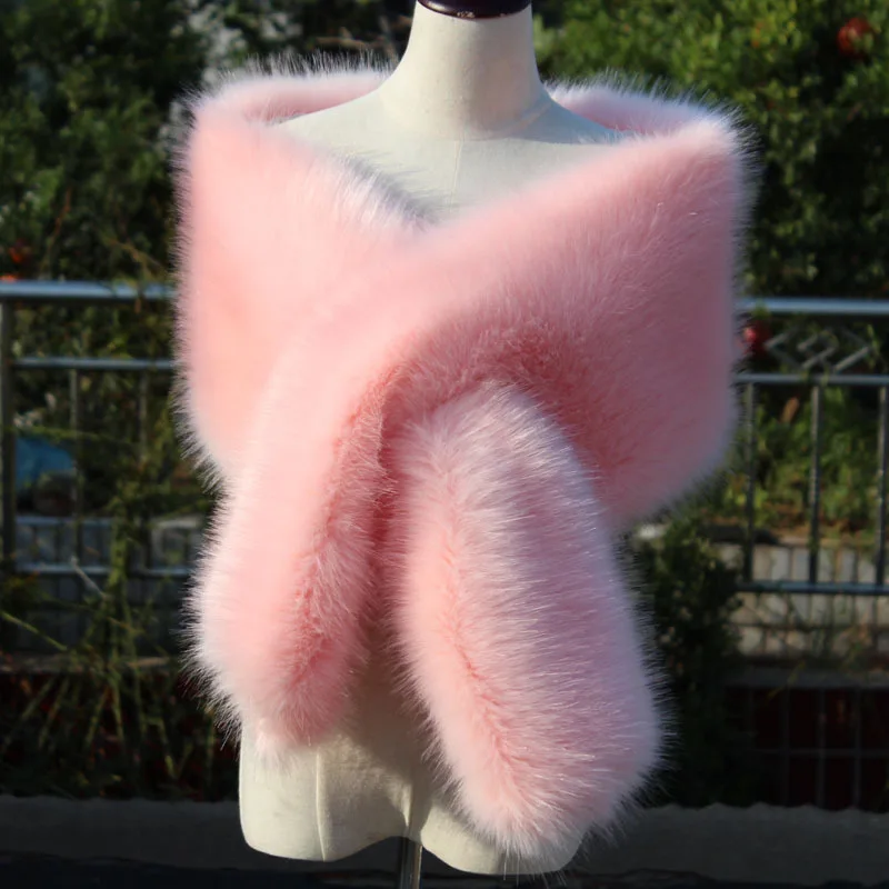 Pink 2 JaneVini, элегантные черные болеро, меховые шали и накидки, болеро, зимнее теплое болеро из искусственного меха для свадебной вечеринки, накидка Болеро Fausse Fourrure - Цвет: Pink 2