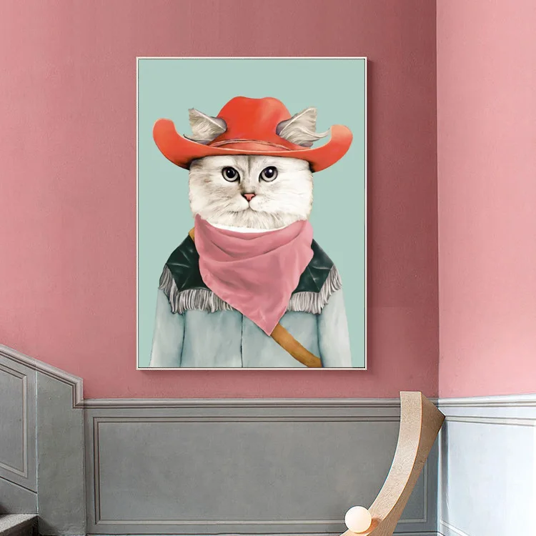 lower price 2018 new Exclusive sale Cowboy cat sir 5d Diy Diamond Painting Cartoon Mosaic Daimond Rhinestones | Дом и сад