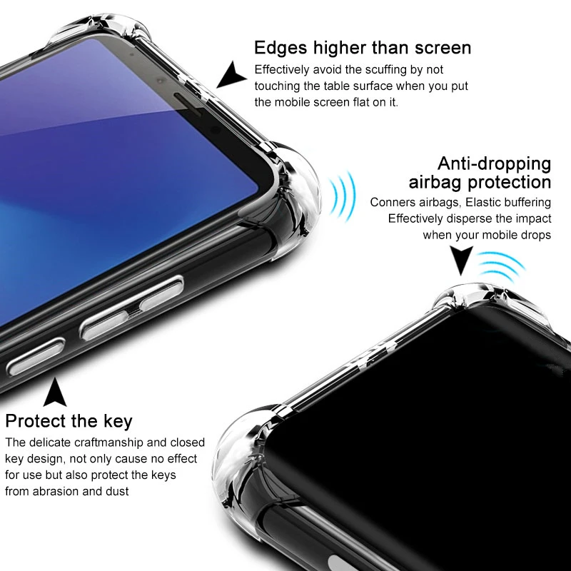 4 Corners Protection Shock Absorption Crystal Soft TPU Case for Samsung Galaxy S10e S10 Plus J4 Core M40 A40s A60 A80 A90 Cover | Мобильные