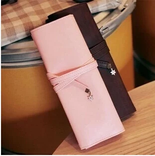 Складной кожаный чехол для карандашей с ремешком в винтажном стиле