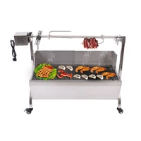 90LBS Hog Roast Machine Stainless Steel BBQ Roasted Spit Chicken Pig Roaster Commercial Rotisserie Grill Roasting Motor