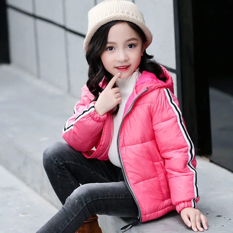 Rlyaeiz Winter Jackets For Girls Boys 2018 Autumn Kids Fashion Striped Warm Down Jacket Children's Short Hooded Parka Overcoat | Детская