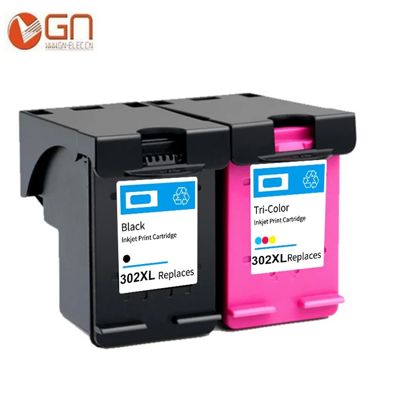 2PK GN 302XL восстановленные черной и цвет картридж Замена для hp 302 для hp с чернилами hp Deskjet 2130 2135 1110 3630 3632 принтер - Цвет: 2PK