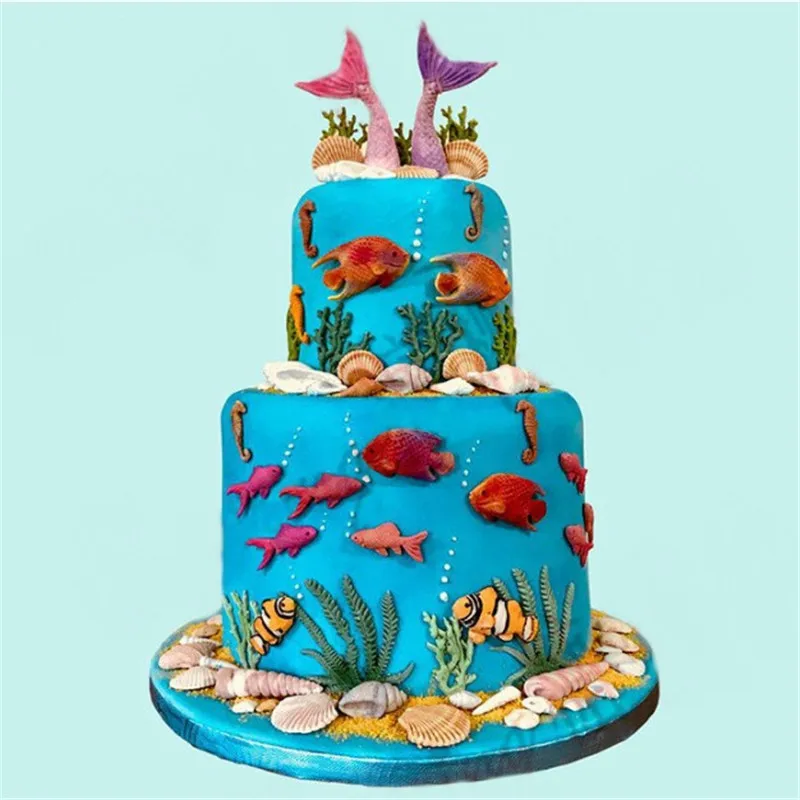 1 шт. рыб водоросли силиконовая форма для выпечки тортов DIY границы инструменты