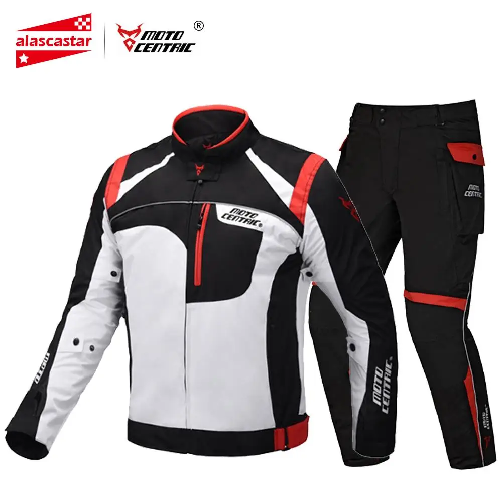 Red Set Мотоциклетная Водонепроницаемая мотоциклетная куртка+ штаны Chaqueta Moto Riding Защитное снаряжение для мотокросса Jaqueta Moto куртка четыре сезона - Цвет: Red Set