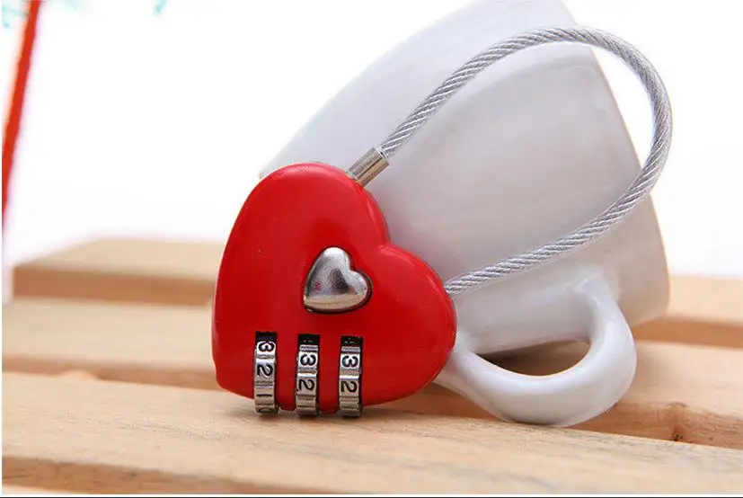 Quevinal 200pcs Lovely Heart Shape Resettable Combination Padlock Metal Luggage Suitcase Bag Diary 3 Digits Lock Cabinet Safe | Дом и сад