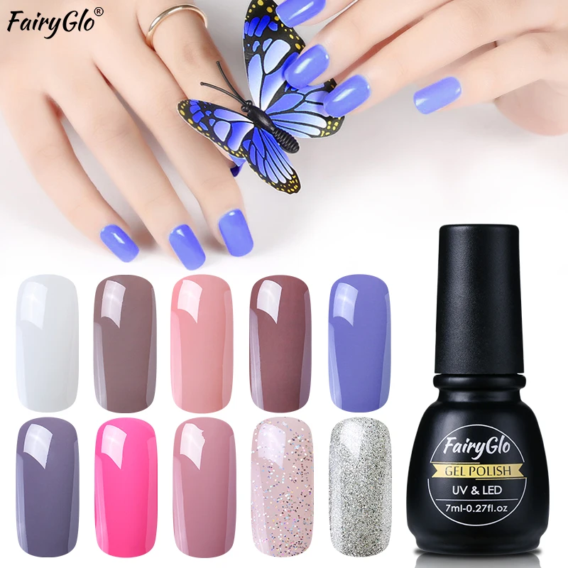 Fairyglo лак для ногтей 7 мл флакон черный цвет Nagellak Vernis a Ongle Полупостоянный 194 Цвета