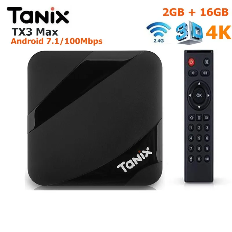 Tanix TX3 Max 4 k смарт ТВ Box Amlogic S905W 2 GB 16 4G Wi Fi 100 Мбит HDMI медиаплеер с гарнитурой Android 7 1