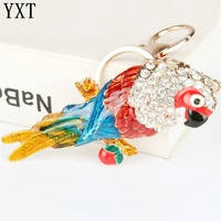 parrot bird pendant charm rhinestone crystal purse bag keyring key chain accessories wedding party friend lover gift