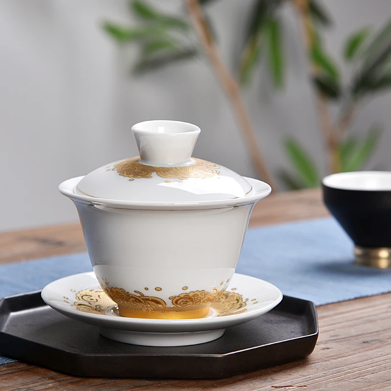Высококачественный чайный набор Gai Wan из костяного фарфора чайные наборы Gaiwan