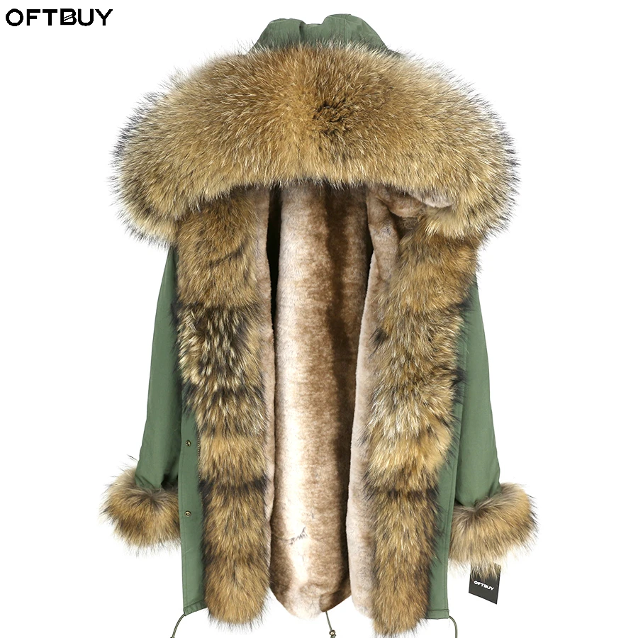 Женская длинная парка с капюшоном OFTBUY уличная теплая куртка толстой подкладкой и