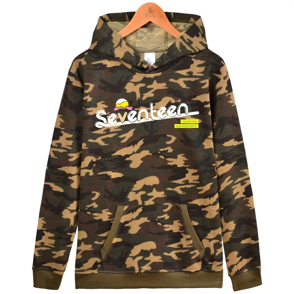 Корейская камуфляжная толстовка для мальчиков Kpop Seventeen камуфляжный пуловер idol