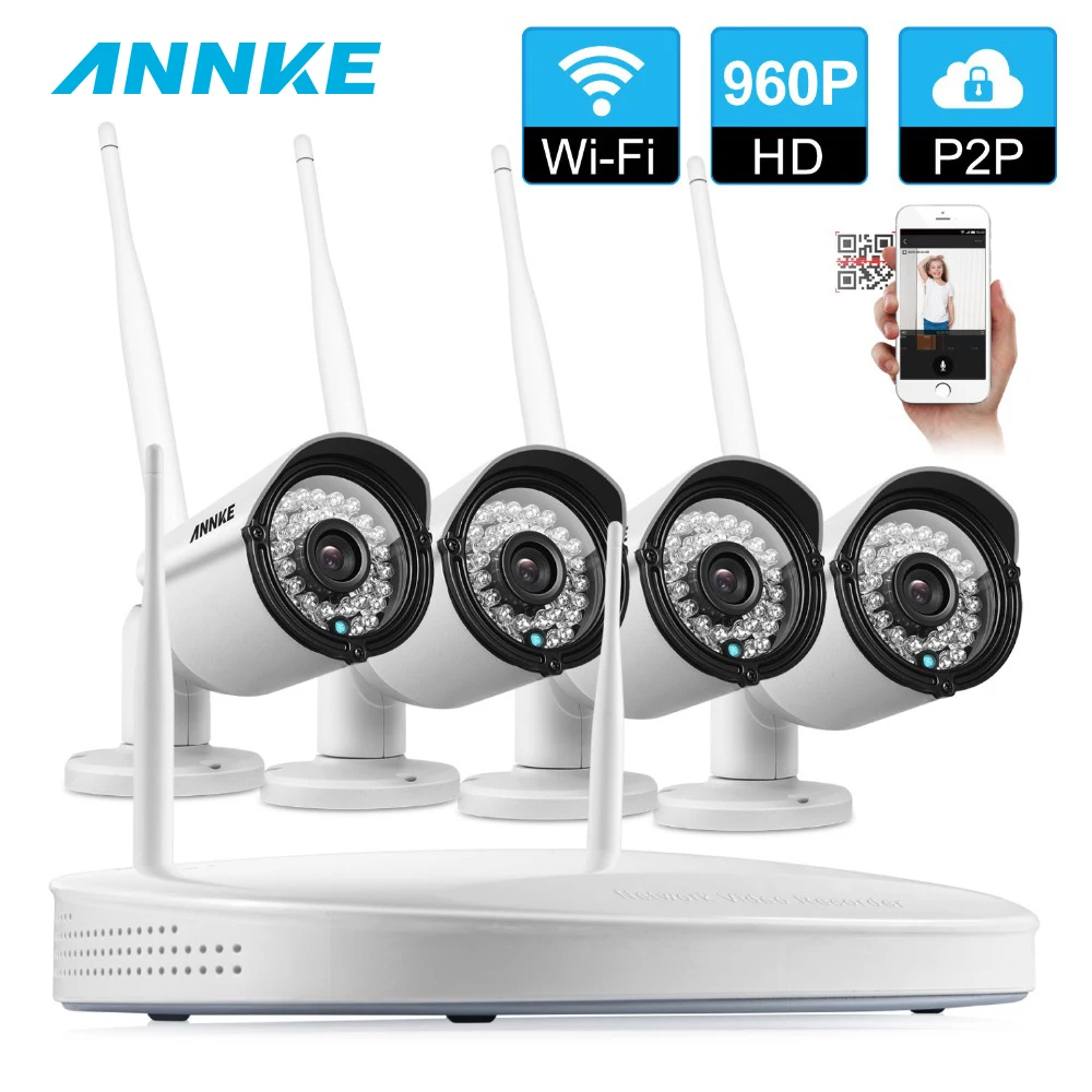 ANNKE 4CH CCTV системы беспроводной 960 P мощный Беспроводной NVR Wi Fi IP Smart IR Cut