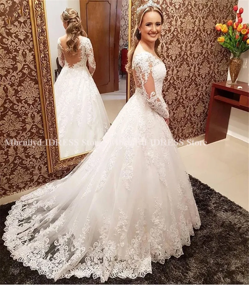 Женское кружевное свадебное платье с длинным рукавом Vestido De Noiva 2019 халат Mariee Casamento