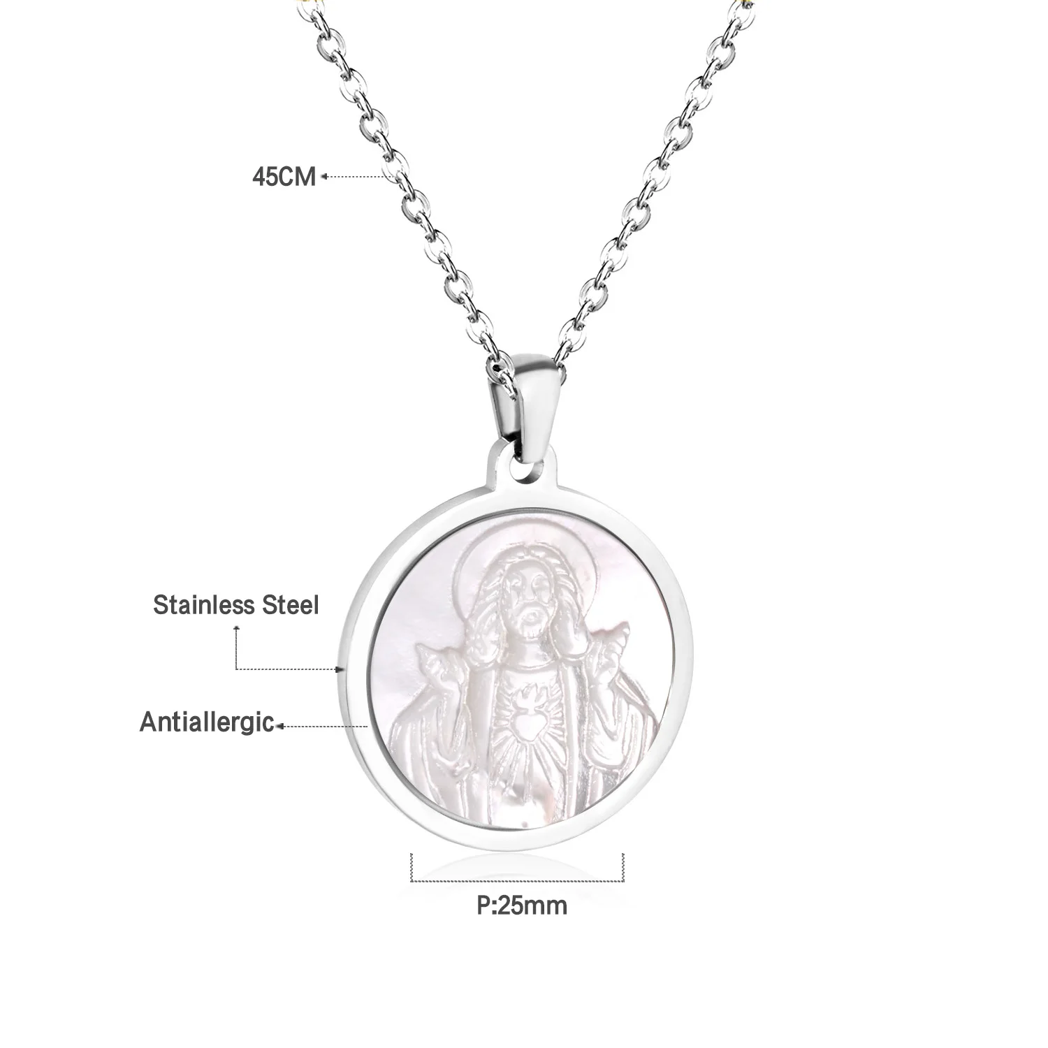 LUXUSTEEL Virgin Mary круглая подвеска в виде ракушки ожерелье ювелирное изделие колье из