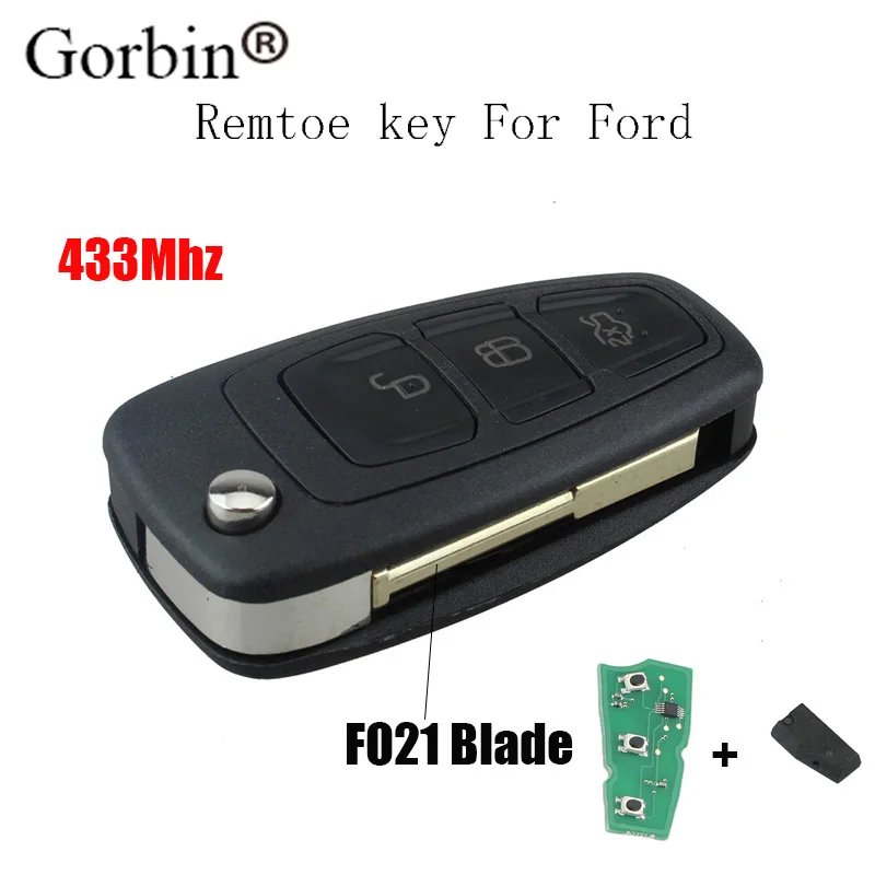 3 кнопочный Складной Дистанционный Автомобильный ключ GORBIN 433 МГц для Ford Focus Mk1 Mondeo