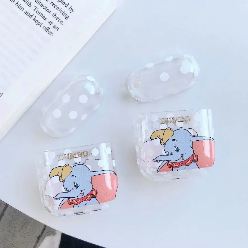 Луна слон Дамбо в виде ракушки Узор Жесткий Чехол для Apple iPhone наушники Airpods 1/2 Крышка Bluetooth беспроводные наушники коробка сумки