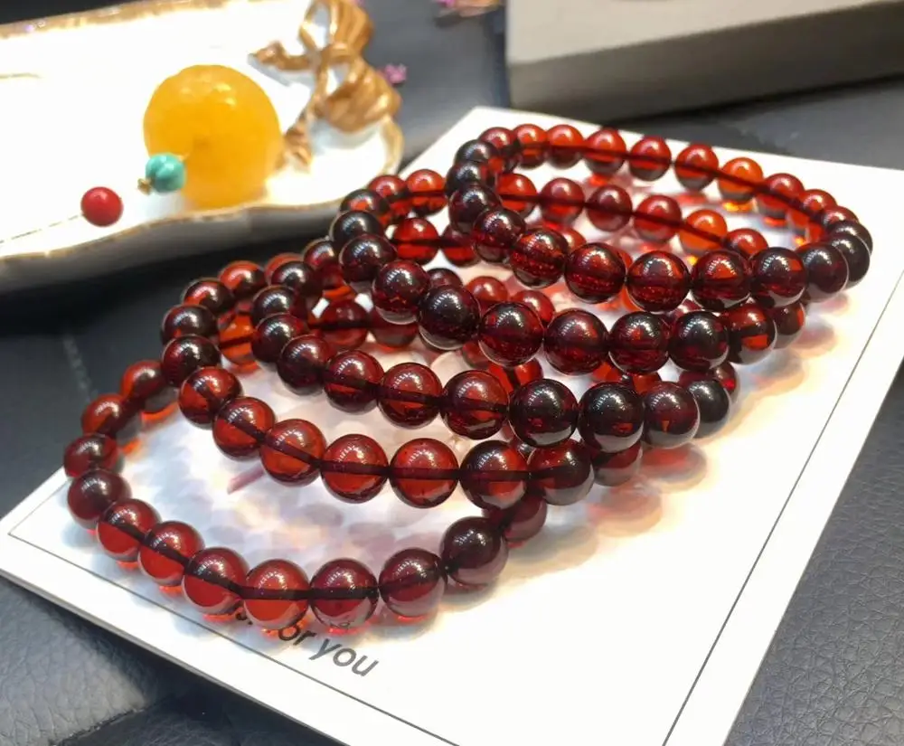 

Natural Blood Amber Women Bracelet 9mm Stretch Crystal Clear Stretch Round Beads Bracelet Jewelry Genuine AAAAA