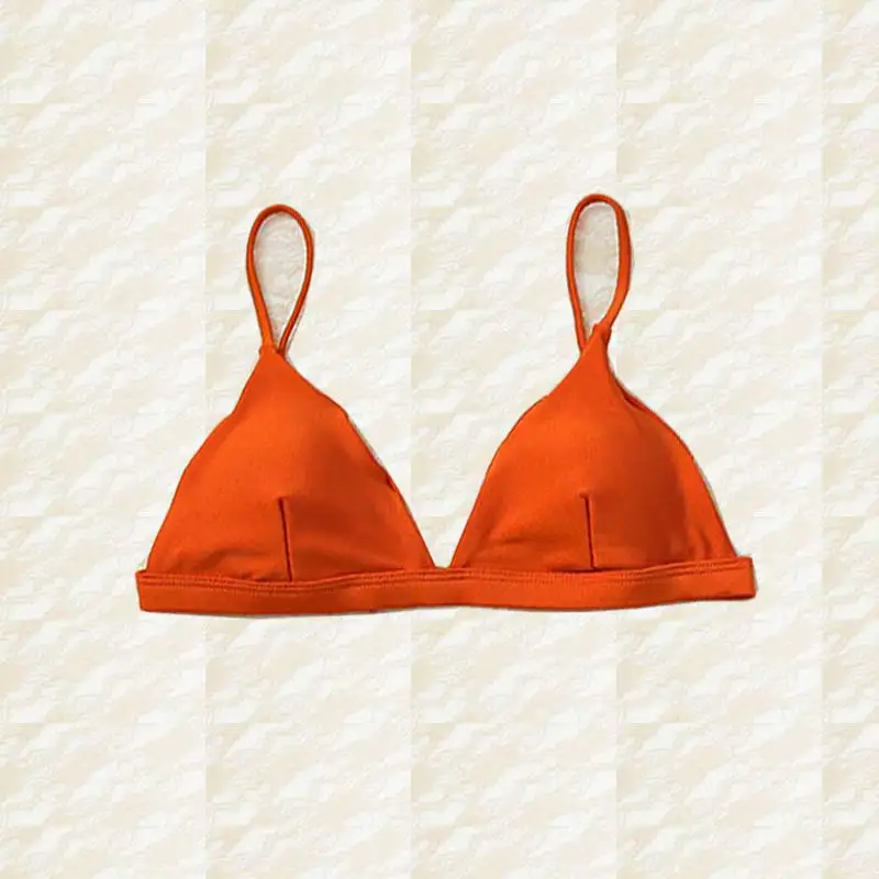 top-orange Женское микро-бикини, набор, пуш-ап, одежда для плавания, Одноцветный, пляжный купальник, бразильские стринги, купальник для девочек, бикини, купальник для женщин - Цвет: top-orange