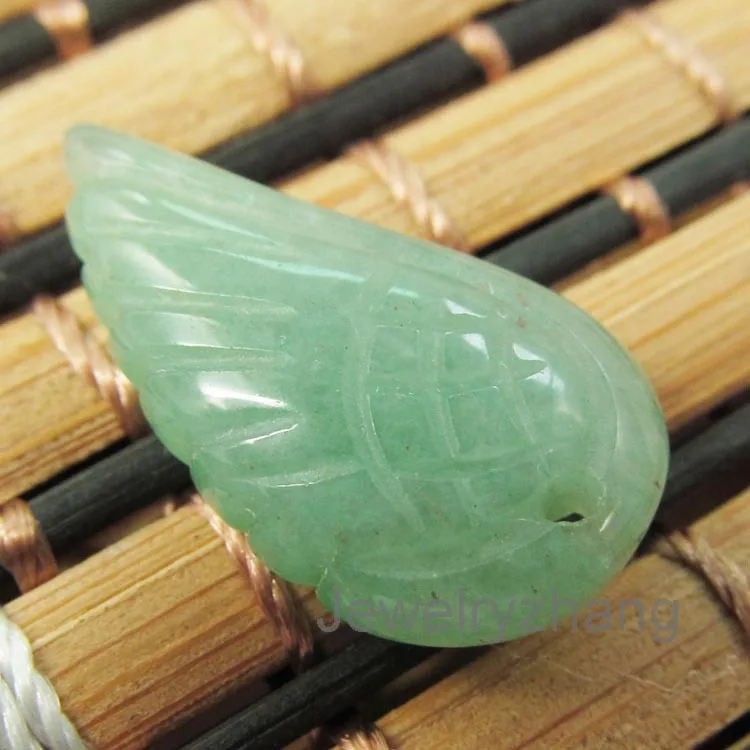 2шт. Модные украшения! Элегантный кулон в форме крыльев ангела с вырезанными из зеленого авантюрина камнями для девушек в подарок.