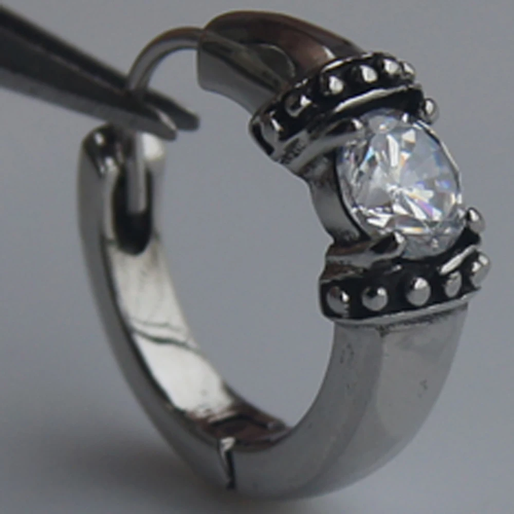 

men jewelry cool 316L stainless steel cz men/boy's earring hoop punk