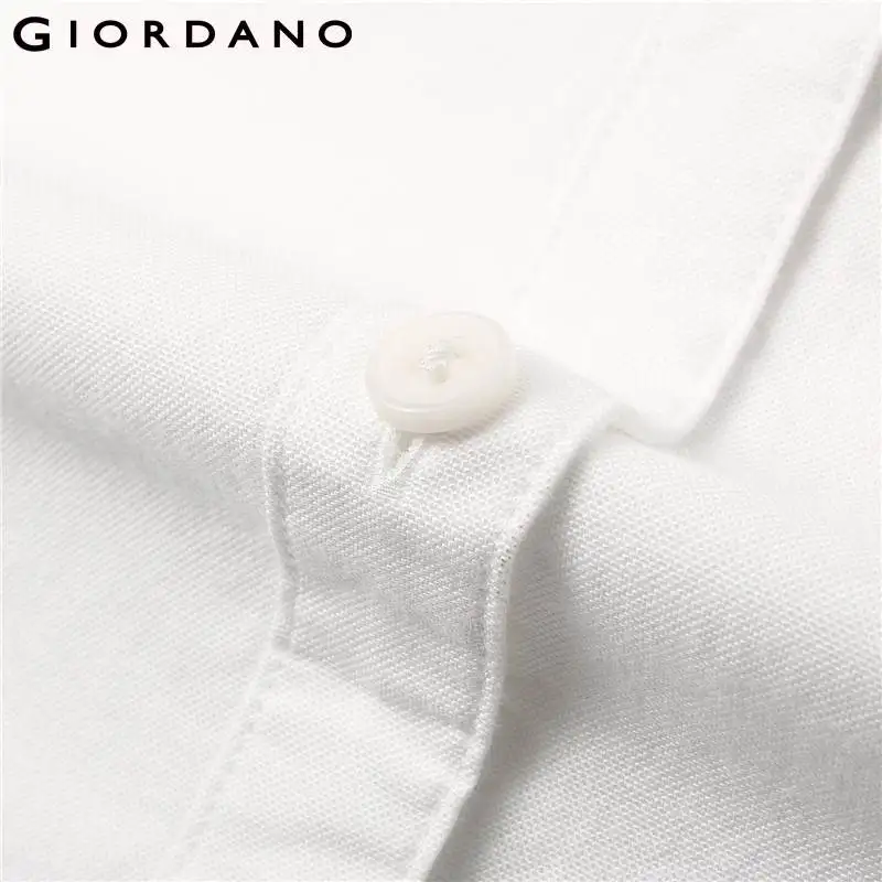 Giordano женская стрейчевая рубашка Оксфорд спиннинг с длинными рукавами имеется