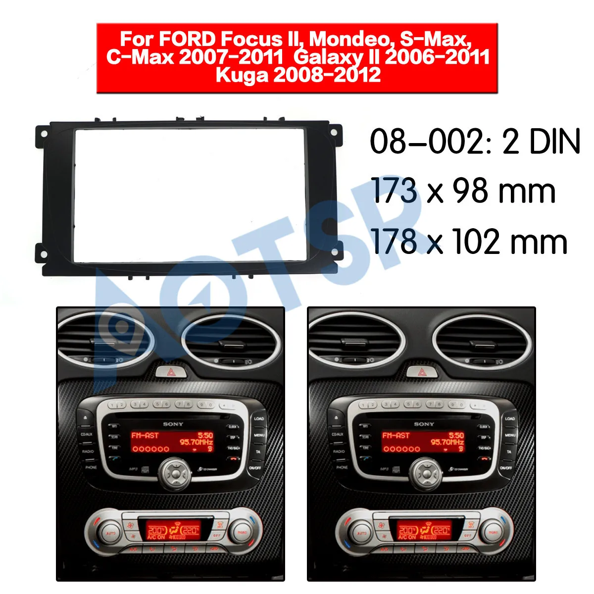 Радио Рамка аудио фасции Для FORD Focus II Mondeo S Max C 2007 2011 монтажный адаптер dvd плеер