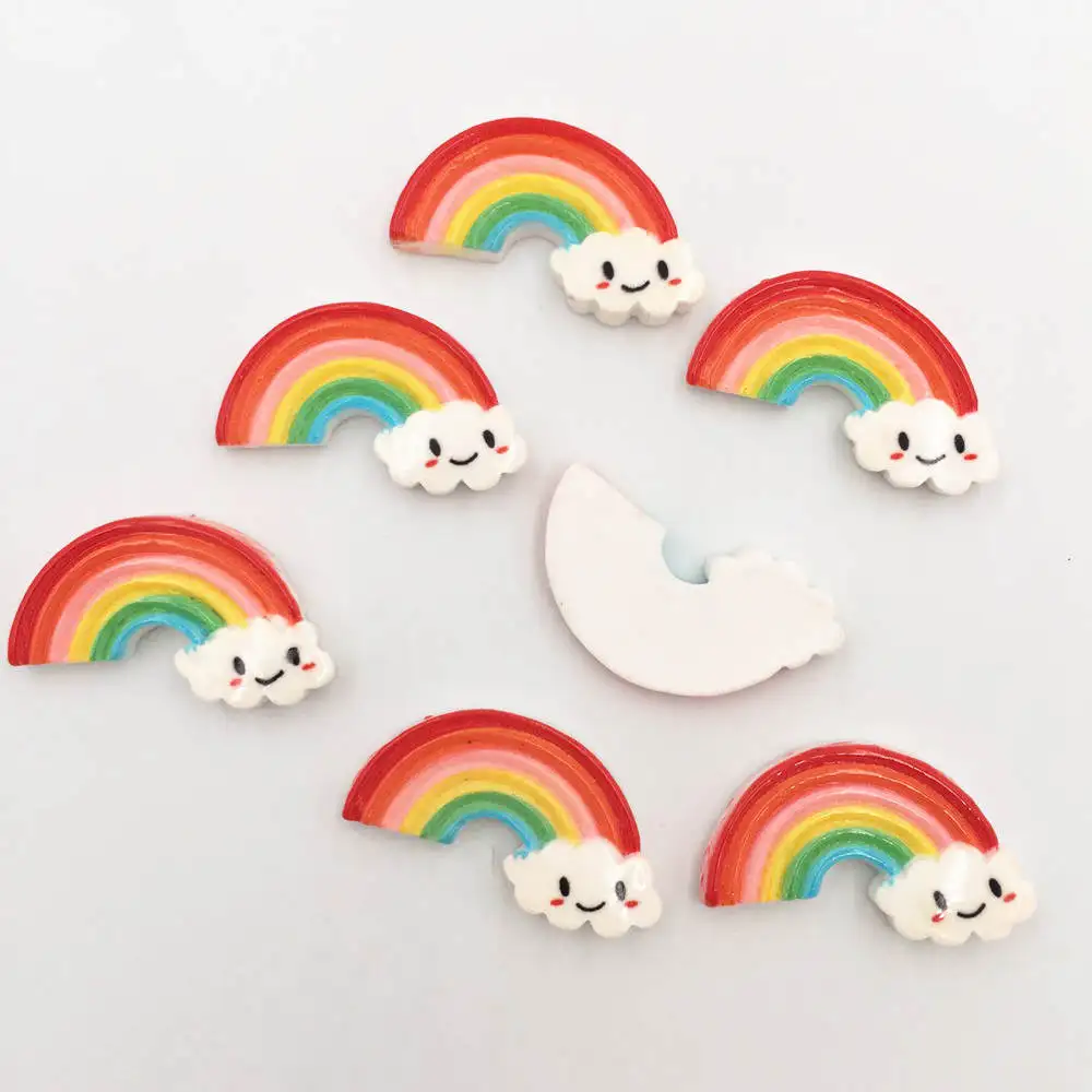 New DIY 10PCS Hand painted Resin Smile rainbow flatback stone Scrapbook handmade ornaments buttons PF165 | Украшения и аксессуары