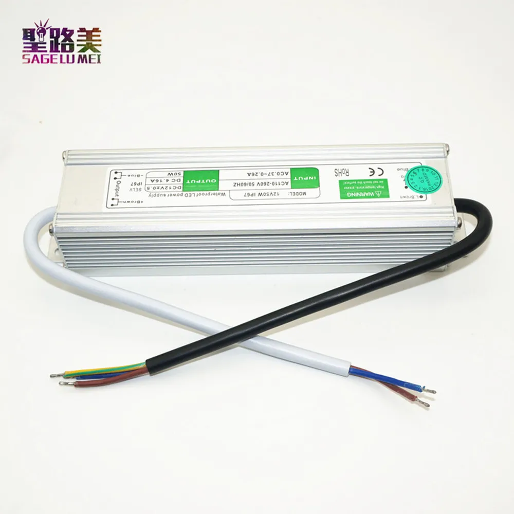best price 12V 50W Electronic Waterproof led strip Driver Led Outdoor Power Supply AC110V-260V DC12V waterproof power supply | Лампы и