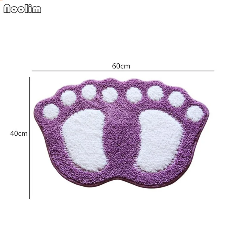 NOOLIM Foot Printed Bath Mats Non-slip Bathroom Carpet Mat Toilet Rug Pad Carpets Microfiber Mini | Дом и сад