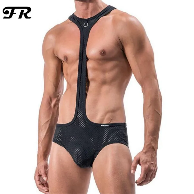 Мужское Сетчатое дышащее нижнее белье FR мужское сексуальное черное боди для