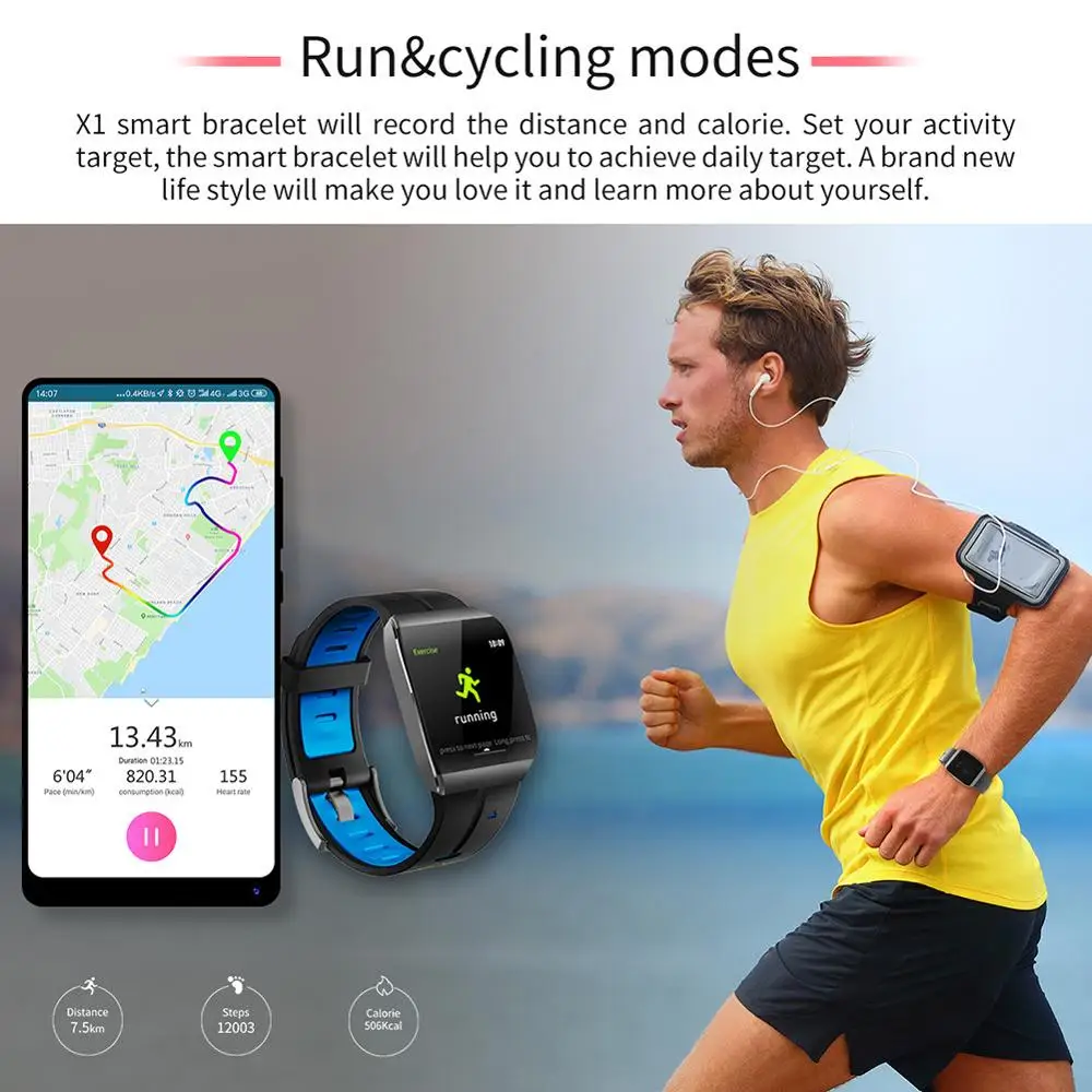 X1 gps Смарт-часы 1 3 дюймов спортивный кронштейн монитор сердечного ритма фитнес