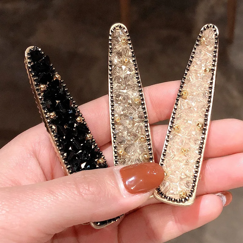 2019 Korea New Trendy Geometric Irregular Crystal Triangle Long Hair Pins For Women Fashion Jewelry Vintage Clips Barrettes |