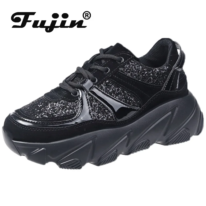 Женские кроссовки с блестками Fujin повседневные Модные осенние для отдыха модель