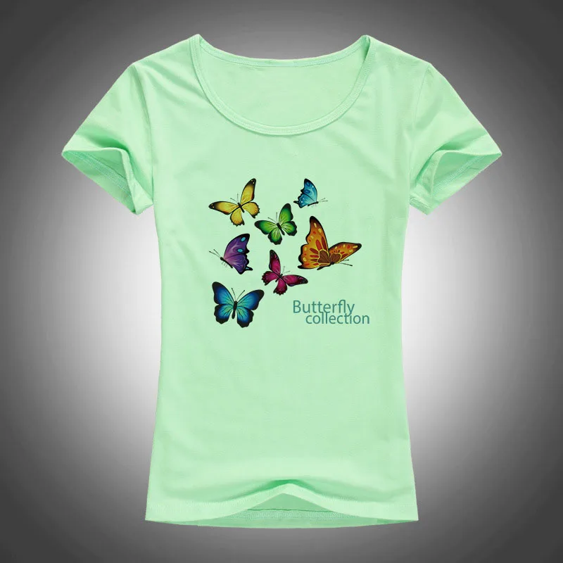 Новинка 2017 красивая коллекция футболок с бабочкой женская летняя Милая футболка