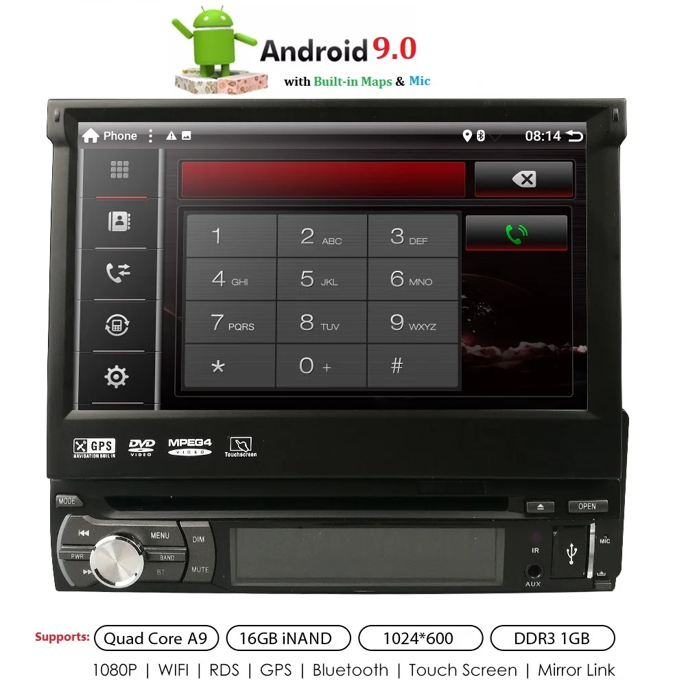 7 &quot1 din автомобильный Радио DVD GPS плеер цифровой сенсорный экран Android 9 0