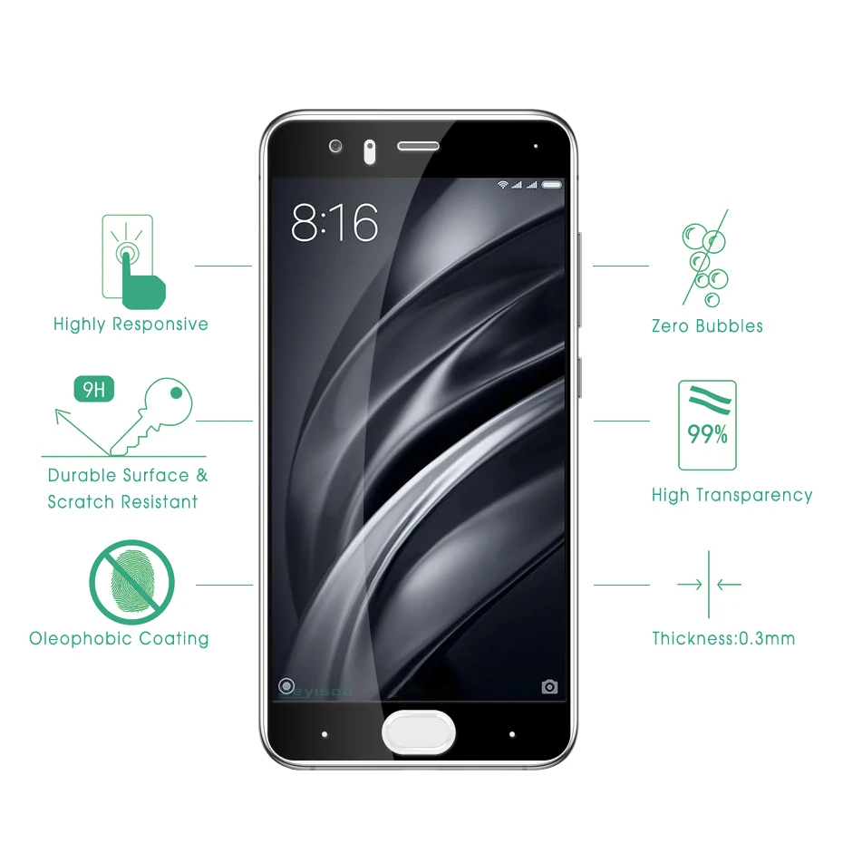 Защитное стекло закаленное 2.5D 9H для Xiaomi Mi6 Xiomi Mi 6 2 упаковки|tempered glass screen protector|glass
