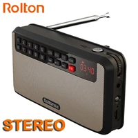 roltont60 mp3 stereo player mini portable audio speakers fm radio with led screen support tf card playing music led flashlight