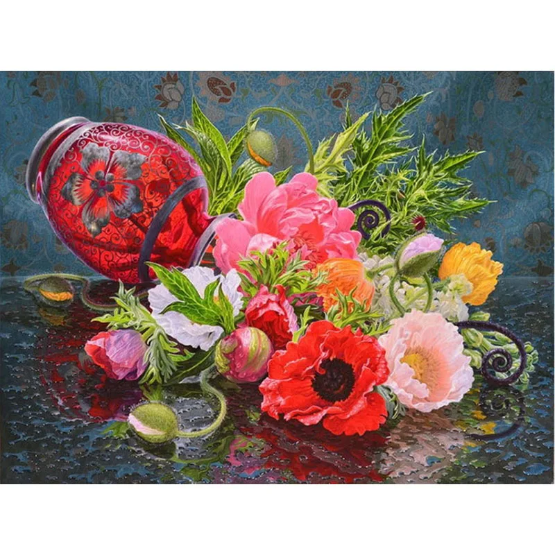 Алмазная картина нарисованный вручную цветок вышивка мозаика круглые бусины