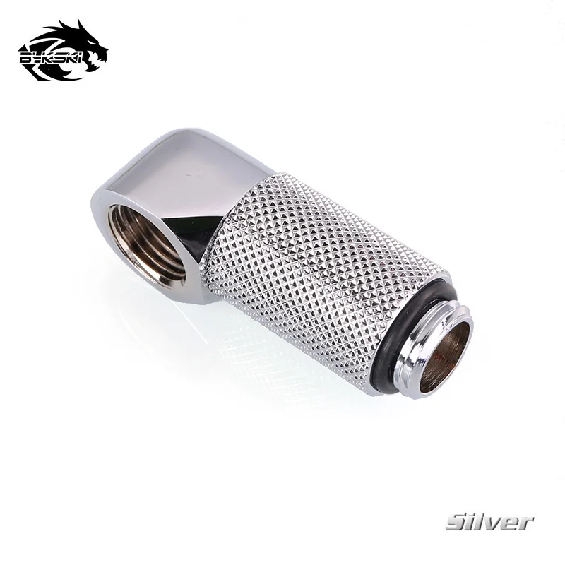 silver BYKSKI G1/4 ''90 градусов поворотный фитинг/продлить 15/20/25/30/35/40 мм Диаметр водяного адаптеры охлаждения Цвет черный, серебристый цвет B-RD90-EXJ - Цвет лезвия: silver