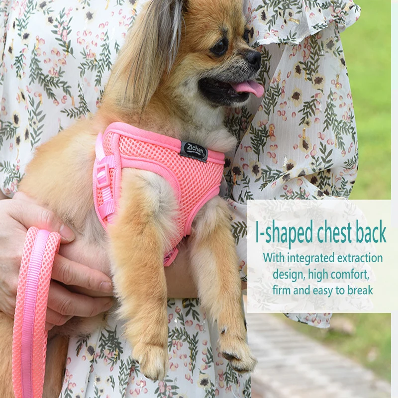 Dog Cat Harness Vest Pet Supplies Adjustable Soft Breathable Mesh Chest Strap Walking Lead Leash for Puppy Small Medium Dog